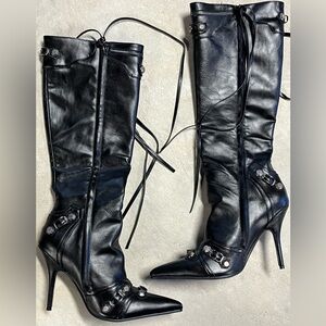 Stiletto studded boots.